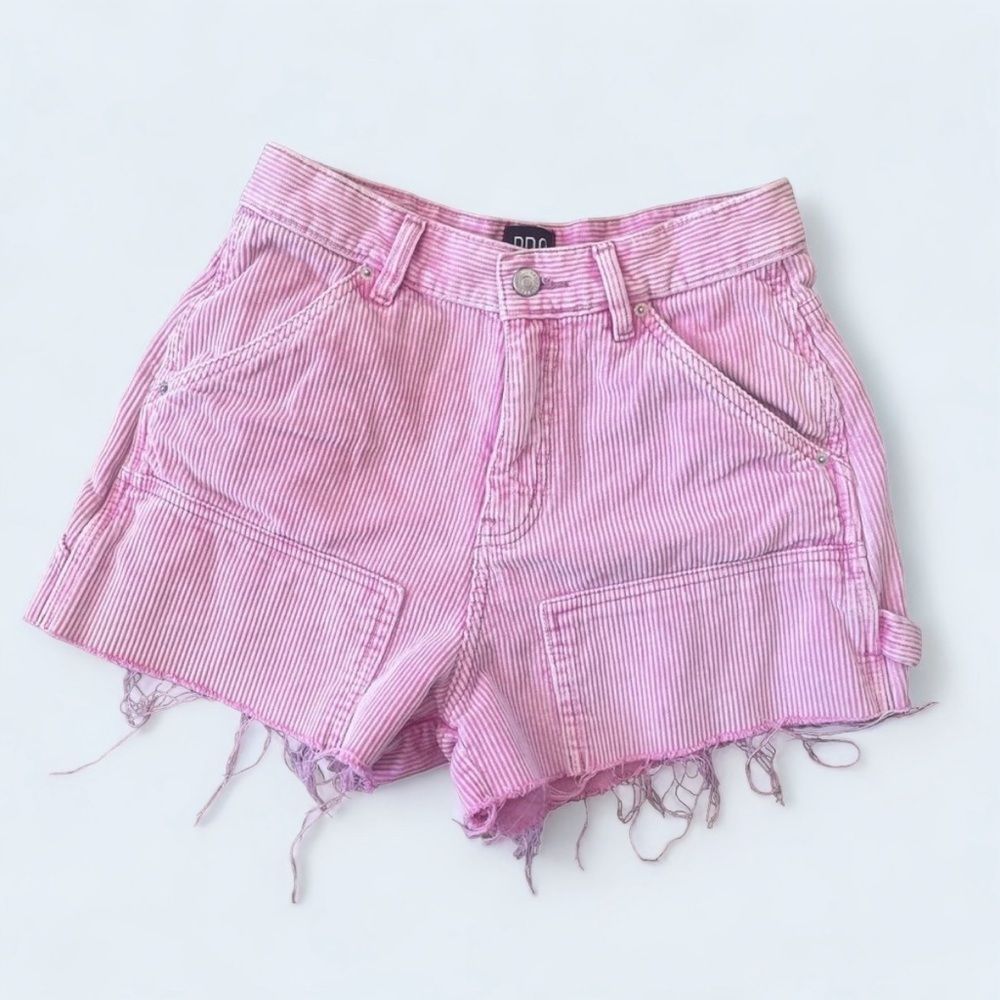 URBAN OUTFITTERS Pink Corduroy Cut off cargo Carpenter High Rise Shirts size 26